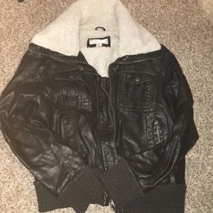 Dark down wool bomber jacket